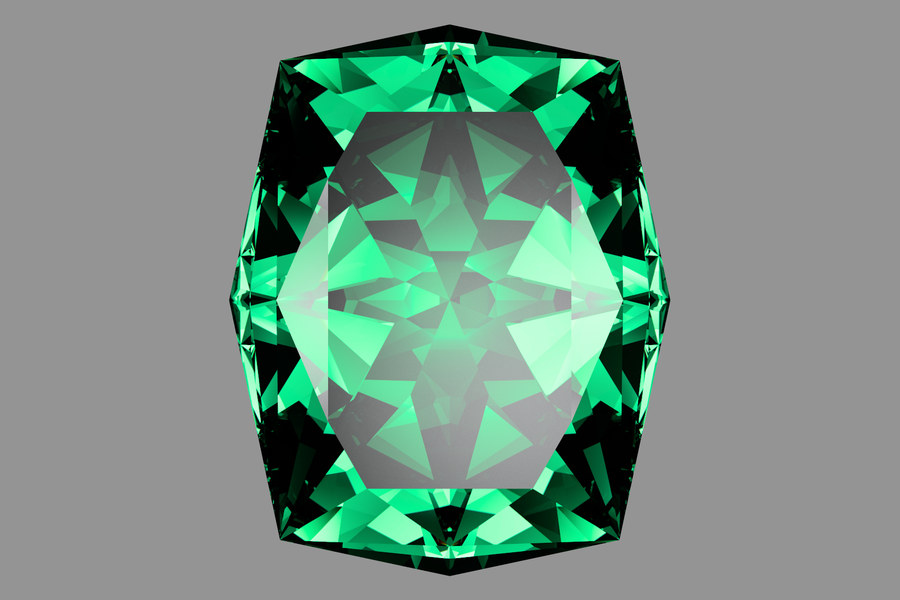 The same design rendered as emerald
